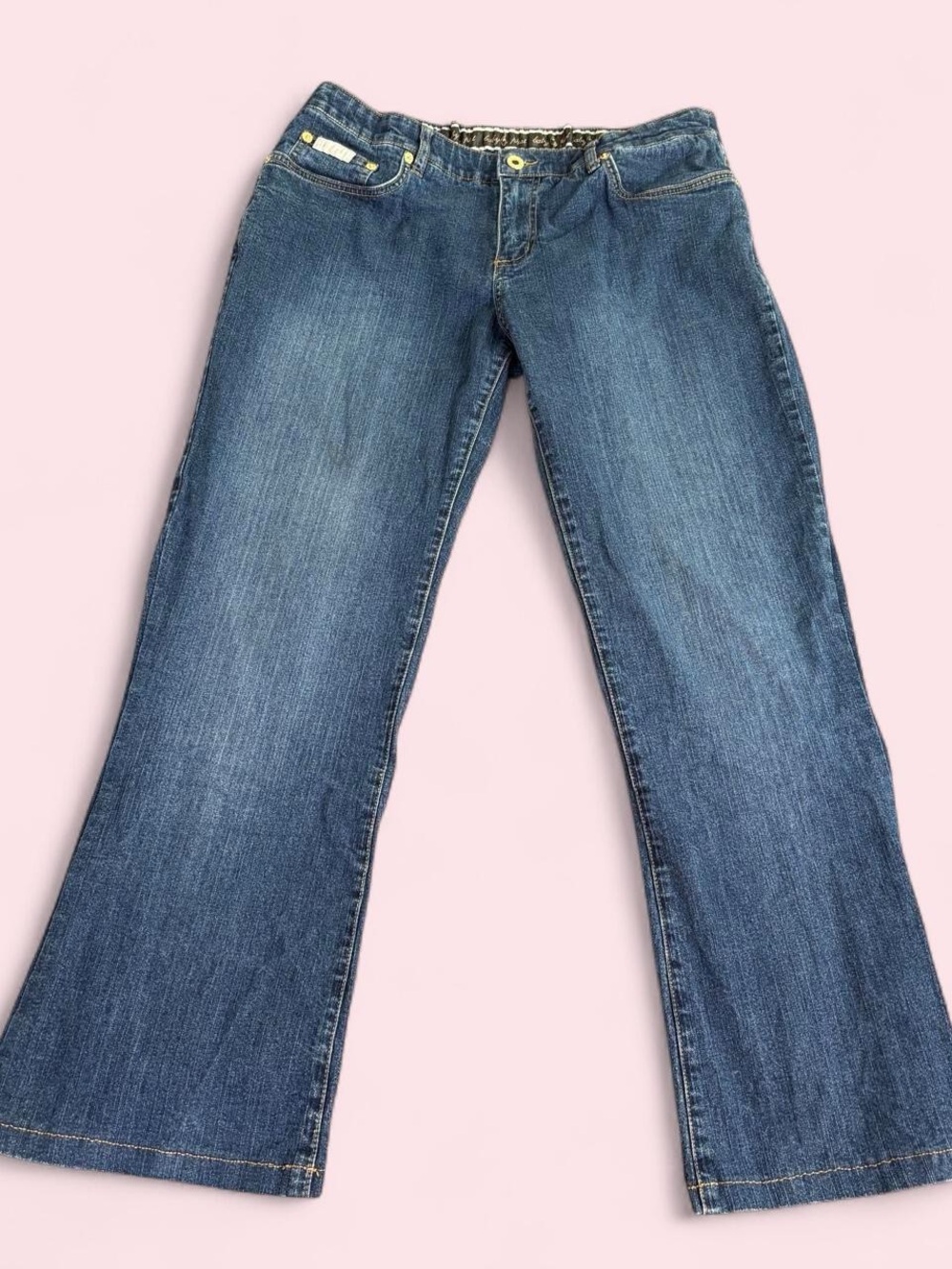 Y2K Baby Phat Jeans Bootcut Cat Logo Embroidered Denim Low Rise Size 13 Juniors